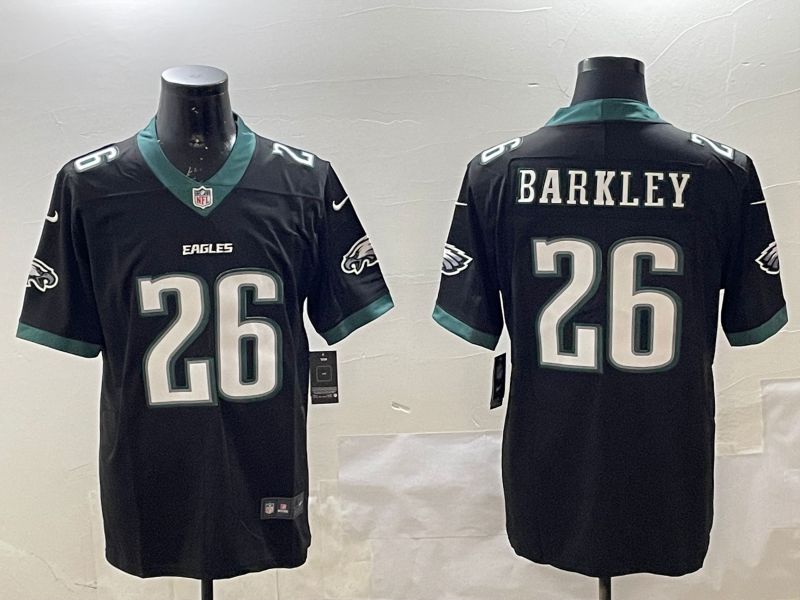 Men Philadelphia Eagles #26 Barkley Black Second generations 2025 Nike Vapor Limited NFL Jersey style 1